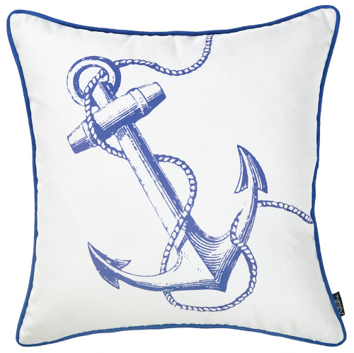 18"X18" Nautica Anchor Decorative Throw Pillow Cover Printed (355600)