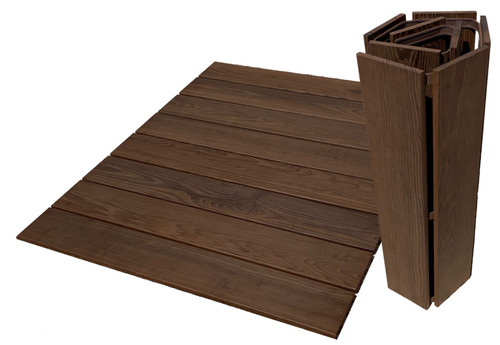Rustic Dark Brown Roll Out Indoor Outdoor Wood Floor Mat (415205)