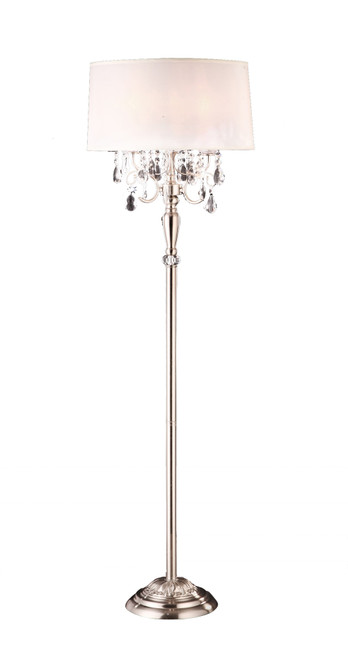 Glamorous Silver And Faux Crystal Candleabra Metal Floor Lamp (431806)