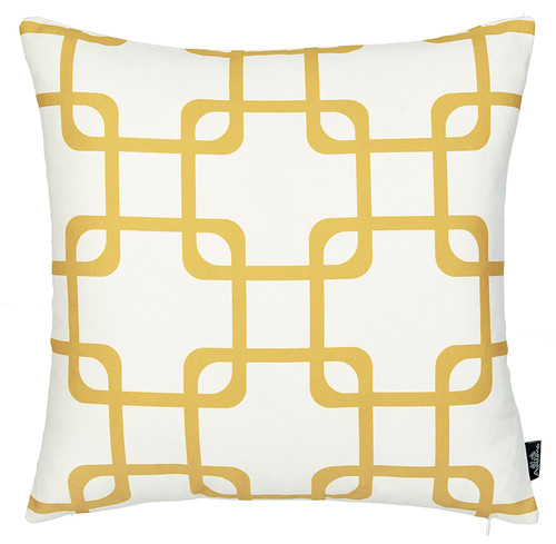 18"X18" Yellow Geometric Squares Decorative Throw Pillow Cover (355592)