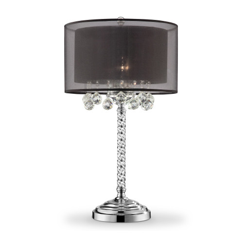 Contempo Silver Table Lamp With Black Shade And Crystal Accents (468670)