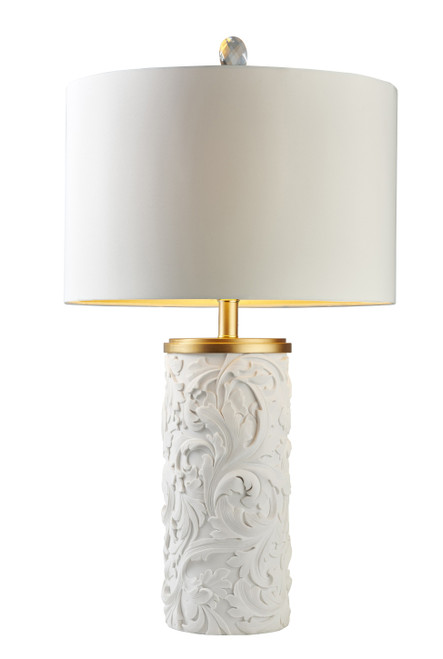 White And Gold Carved Table Lamp (468734)
