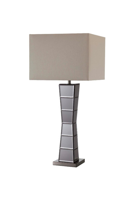 Black Glass Tower Table Lamp With Beige Fabric Shade (468736)