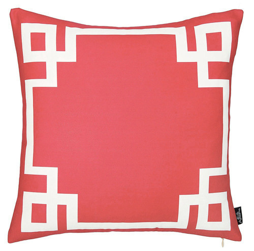 18"X18"Red And White Geometric Decorative Throw Pillow Cover (355321)
