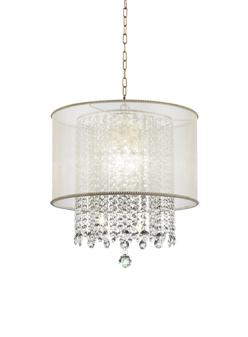 Primo Gold Finish Ceiling Lamp With Crystal Accents And White Shade (468878)