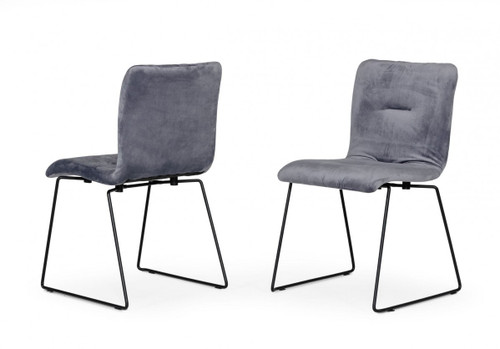 Set Of Two Gray Velvet Dining Chairs (472209)