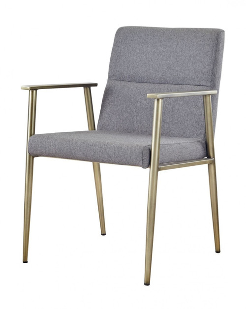 Gray Antique Brass Contemporary Dining Chair (472225)