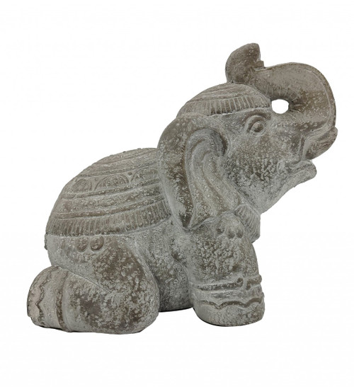 13" Rustic Elephant Indoor Outdoor Statue (473192)