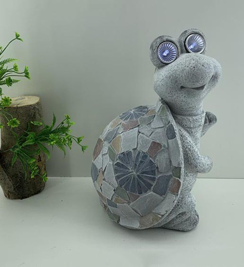 14" Grey Standing Up Snail Mosaic Tile Indoor Outdoor Statue (473203)