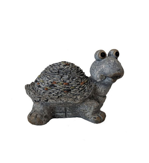 9" Rustic Gray Happy Turtle Outdoor Statue (473216)