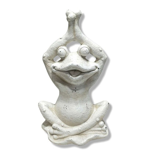 20" White Yoga Frog Indoor Outdoor Statue (473217)