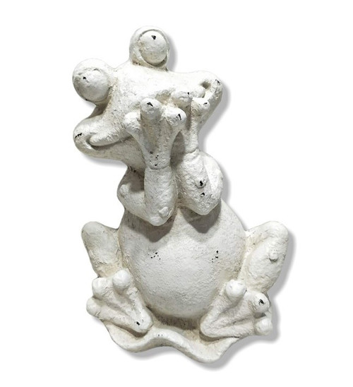 16" White Happy Frog Indoor Outdoor Statue (473218)