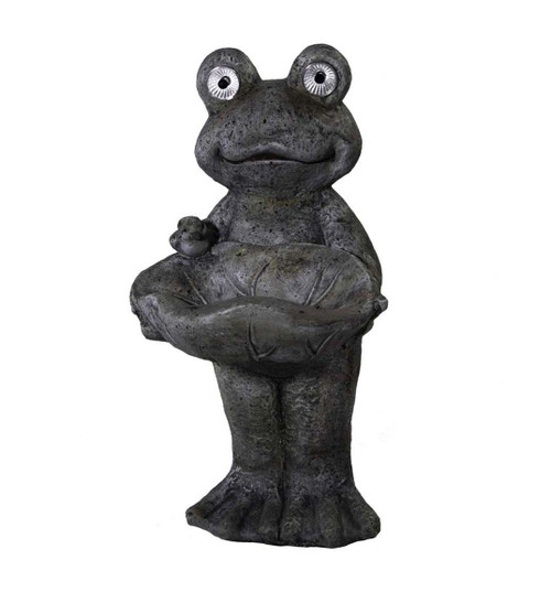 20" Happy Frog Birdbath Birdfeeder Solar Outdoor Statue (473233)