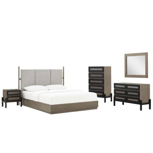 Merritt 5 Piece Upholstered Bedroom Set - Oak MOD-6959-OAK
