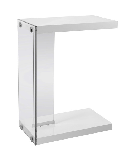 18.5" X 10.25" X 24.75" White, Particle Board, Tempered Glass - Accent Table (333095)