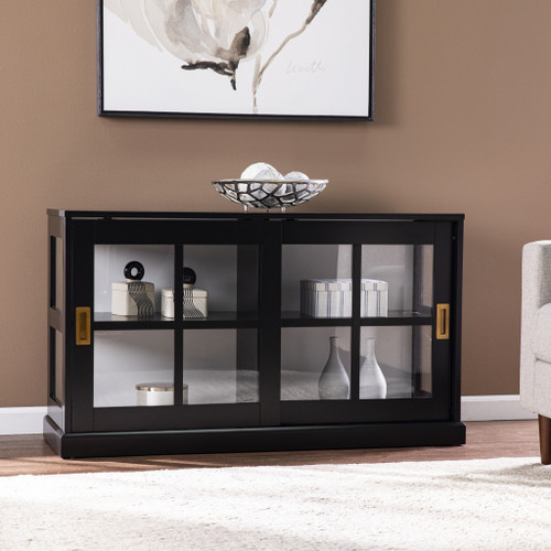 Dynasty Contemporary Black And White Low Curio Cabinet (401668)