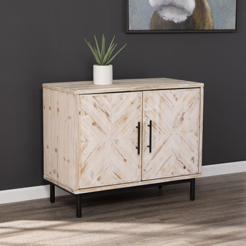 Modern Farmhouse Rustic Natural Accent Storage Cabinet (401680)