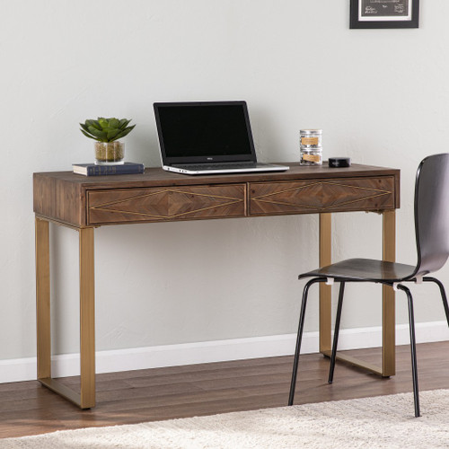 Shades Of Brown And Gold Reclaimed Wooden Desk (402029)
