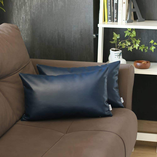 Decorative Vegan Faux Leather Throw Pillow Set Of 2 (408245)