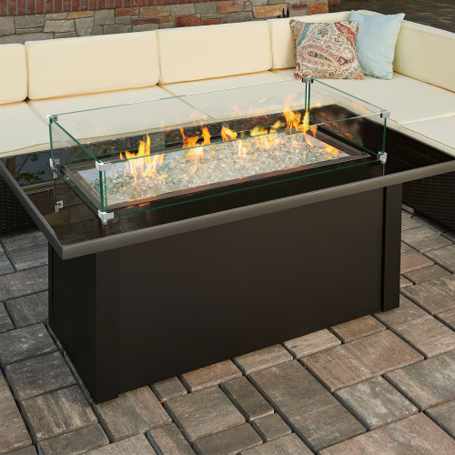 36" Rectangular Glass Fire Pit Flame Protector (473910)