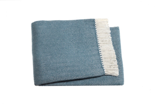 Aqua Blue And White Dreamy Soft Herringbone Throw Blanket (474026)