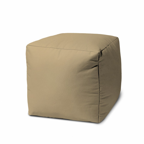 17" Cool Khaki Tan Solid Color Indoor Outdoor Pouf Cover (474967)