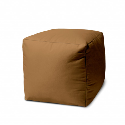 17" Cool Warm Mocha Brown Solid Color Indoor Outdoor Pouf Cover (474992)