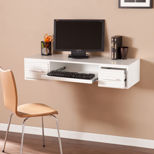 White Wall Mount Desk With Drawers (402063)