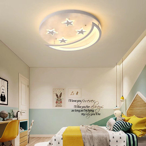 White Contemporary Acrylic Moon And Stars Ceiling Lamp (475749)
