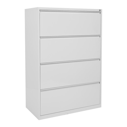 36" Wide 4 Drawer Lateral File With Core-Removeable Lock & Adjustable Glides - White (LF436-WH)