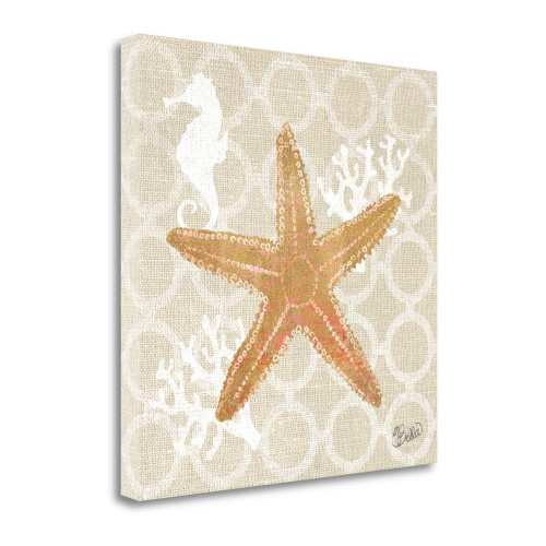 20" Beach Starfish On Linen Giclee Print On Gallery Wrap Canvas Wall Art (461957)