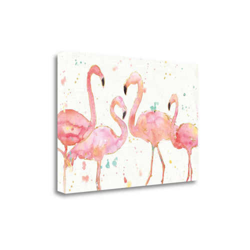 Four Flamingo Watercolor 3 Giclee Wrap Canvas Wall Art (466572)