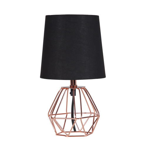 11" Geometric Black And Pink Metal Table Lamp (468611)