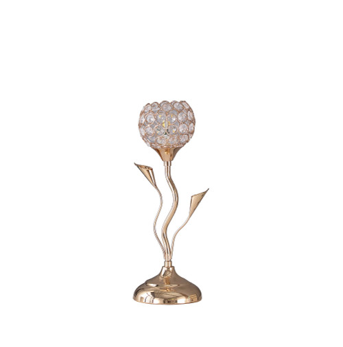 14" Glam Rose Gold And Bling Flower Metal Table Lamp (468763)