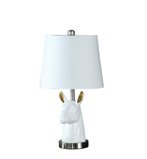 21" White And Gold Llama Table Lamp (468774)