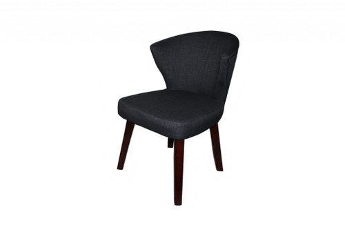 31" Dark Charcoal Grey And Black Wooden Curve Back Dining Or Accent Chair (470316)