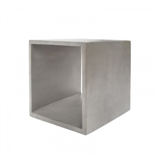Minimalist Dark Gray Concrete Open Cube End Or Side Table (473139)