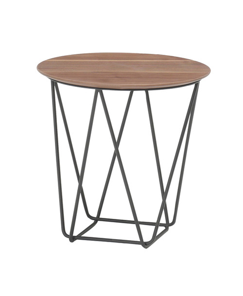 19" Mod Geo Brown And Black Wood And Iron End Or Side Table (474109)