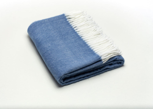 Denim Blue Soft Acrylic Herringbone Throw Blanket (475724)