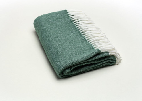 Moss Green Soft Acrylic Herringbone Throw Blanket (475726)
