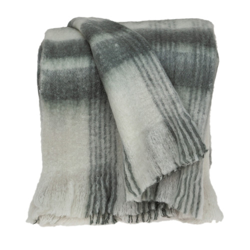Transitional Gray And White Woven Handloom Throw (476202)
