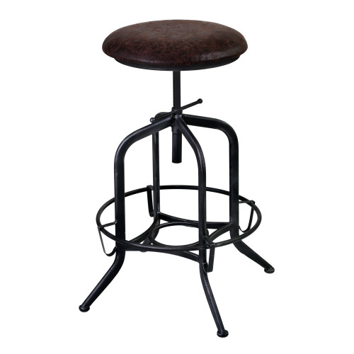 Brown And Black Adjustable Industrial Style Bar Stool (477186)