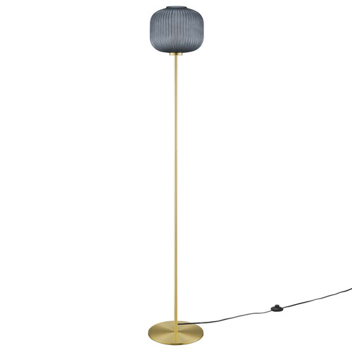 Reprise Glass Sphere Glass And Metal Floor Lamp - Black Satin Brass EEI-5623-BLK-SBR