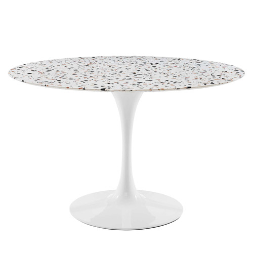 Lippa 47" Round Terrazzo Dining Table - White White EEI-5728-WHI-WHI