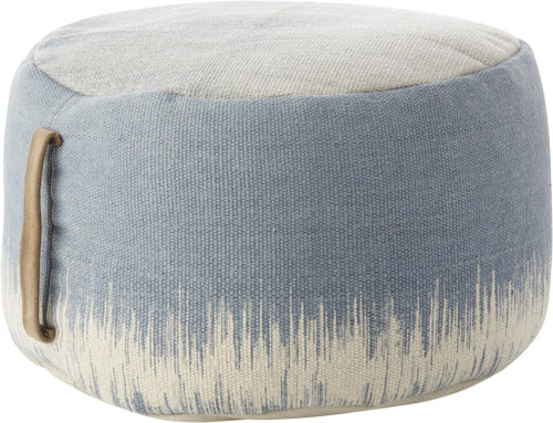 20" Blue Abstract Round Pouf Ottoman (385963)