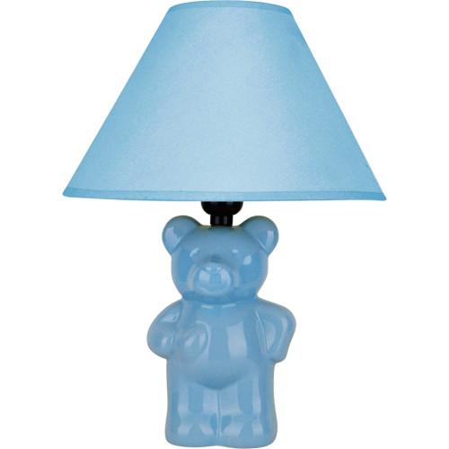13" Blue Teddy Bear Ceramic Linen Shade Table Lamp (468539)