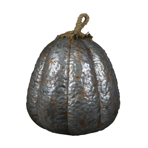 27" Rustic Gray Metal Pumpkin Sculpture (476280)