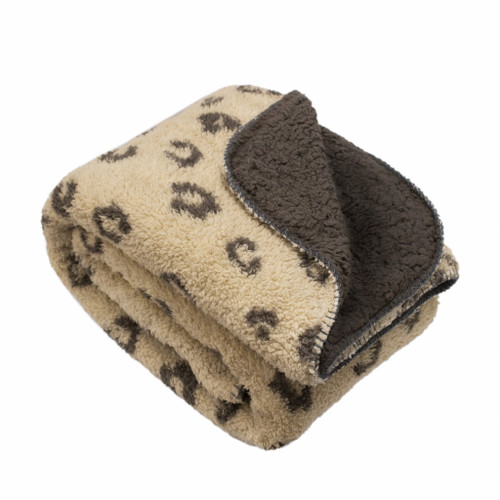 Tan Reverse And Brown Printed Sherpa And Sherpa Throw Blanket (478064)