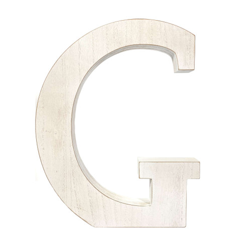 16" Distressed White Wash Wooden Initial Letter G Sculpture (478359)