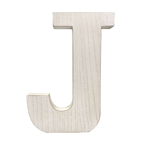 16" Distressed White Wash Wooden Initial Letter J Sculpture (478362)